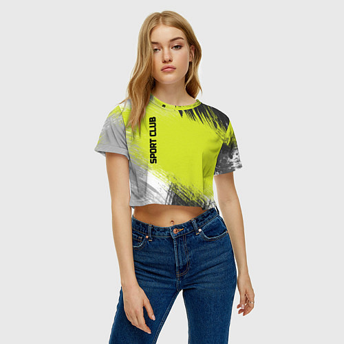 Женский топ Sports club gray green pattern / 3D-принт – фото 3