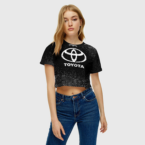 Женский топ Toyota с потертостями на темном фоне / 3D-принт – фото 3