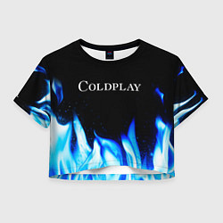 Футболка 3D укороченная женская Coldplay Blue Fire, цвет: 3D-принт