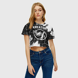 Футболка 3D укороченная женская Kreator кот - краска, цвет: 3D-принт — фото 2