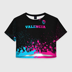 Футболка 3D укороченная женская Valencia - neon gradient: символ сверху, цвет: 3D-принт