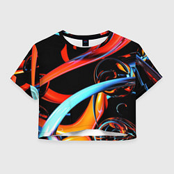 Футболка 3D укороченная женская Краски и пузыри, цвет: 3D-принт