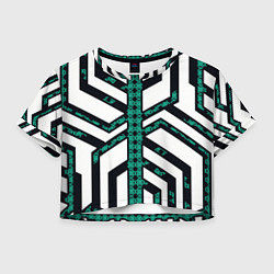 Футболка 3D укороченная женская Киберпанк сеть, цвет: 3D-принт