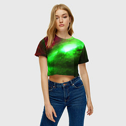 Футболка 3D укороченная женская Зеленый космос бесконечность, цвет: 3D-принт — фото 2
