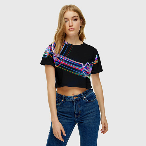 Женский топ Неоновые линии во тьме / 3D-принт – фото 3