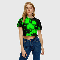 Футболка 3D укороченная женская Minecraft neon green, цвет: 3D-принт — фото 2