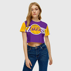 Футболка 3D укороченная женская LA Lakers NBA, цвет: 3D-принт — фото 2