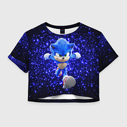 Футболка 3D укороченная женская Sonic sequins, цвет: 3D-принт