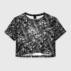 Футболка 3D укороченная женская Стальные узоры, цвет: 3D-принт