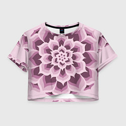 Футболка 3D укороченная женская Цветочный узор в розовых тонах, цвет: 3D-принт