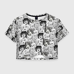 Футболка 3D укороченная женская Разные девушки Ахегао, цвет: 3D-принт