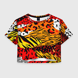 Футболка 3D укороченная женская Абстрактный узор, цвет: 3D-принт