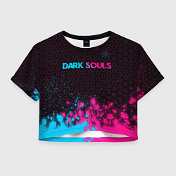 Футболка 3D укороченная женская Dark Souls - neon gradient: символ сверху, цвет: 3D-принт
