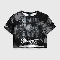 Футболка 3D укороченная женская Slipknot black & white style, цвет: 3D-принт