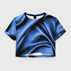 Футболка 3D укороченная женская Складки гладкой синей ткани, цвет: 3D-принт