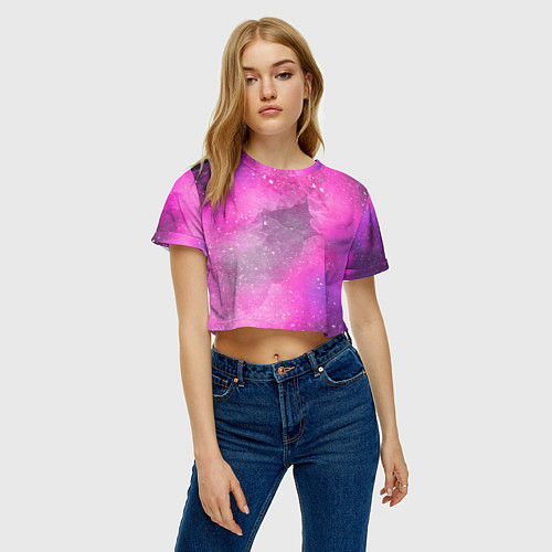 Женский топ Розово-сиреневый дым / 3D-принт – фото 3
