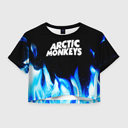 Футболка 3D укороченная женская Arctic Monkeys blue fire, цвет: 3D-принт