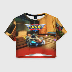 Футболка 3D укороченная женская Team Sonic racing - hedgehog - video game, цвет: 3D-принт