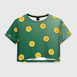 Футболка 3D укороченная женская Елочное украшение биткоин, цвет: 3D-принт