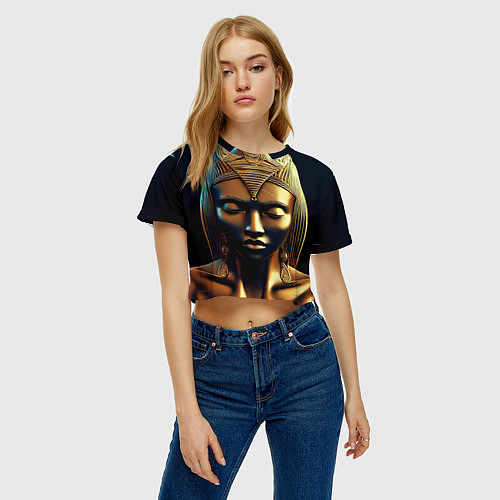 Женский топ Нейросеть - золотая статуя египетской царицы / 3D-принт – фото 3