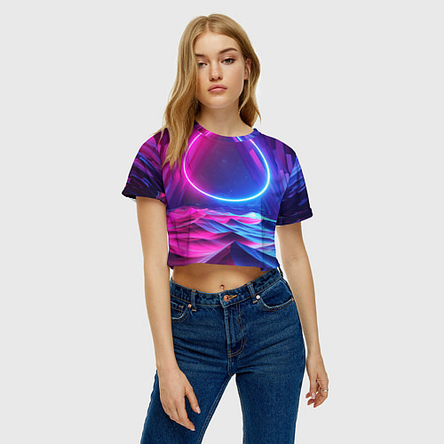 Женский топ Круг и разноцветные кристаллы - vaporwave / 3D-принт – фото 3