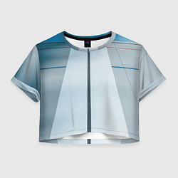 Футболка 3D укороченная женская Абстрактные линии и цветные пластины, цвет: 3D-принт