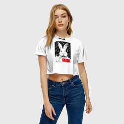 Футболка 3D укороченная женская Строгий кролик, цвет: 3D-принт — фото 2