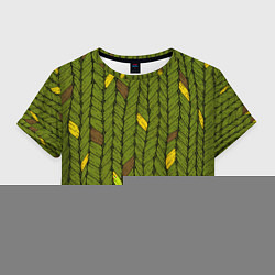 Футболка 3D укороченная женская Вязаное полотно, цвет: 3D-принт