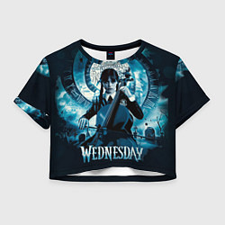 Футболка 3D укороченная женская Wednesday Addams 2022, цвет: 3D-принт