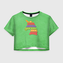 Футболка 3D укороченная женская Поп ит единорог на траве, цвет: 3D-принт