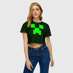 Футболка 3D укороченная женская Minecraft green squares, цвет: 3D-принт — фото 2