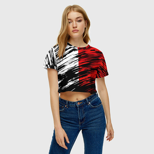 Женский топ Белые и красные полосы / 3D-принт – фото 3
