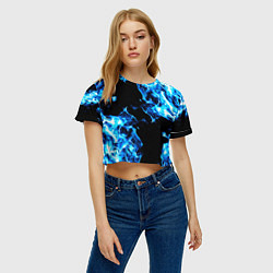Футболка 3D укороченная женская Красивый синий огонь, цвет: 3D-принт — фото 2