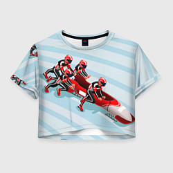 Футболка 3D укороченная женская Берем разгон! Бобслей, цвет: 3D-принт