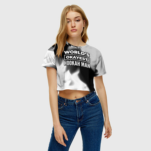 Женский топ Worlds okayest hookah man - dark / 3D-принт – фото 3