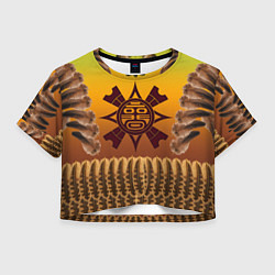 Футболка 3D укороченная женская Индейский стиль, цвет: 3D-принт
