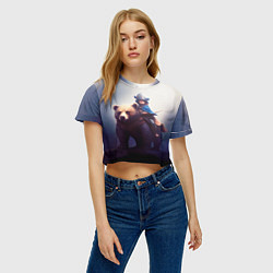 Футболка 3D укороченная женская Медвежий наездник, цвет: 3D-принт — фото 2