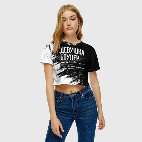 Женский топ Девушка боулер - определение на темном фоне / 3D-принт – фото 3