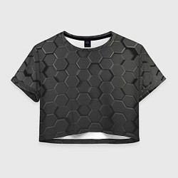Футболка 3D укороченная женская Abstraction hexagon grey, цвет: 3D-принт