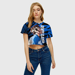 Футболка 3D укороченная женская Demon slayer - Танджиров с повязкой, цвет: 3D-принт — фото 2