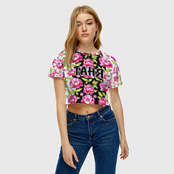 Футболка 3D укороченная женская Таня в цветах, цвет: 3D-принт — фото 2