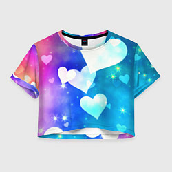 Футболка 3D укороченная женская Dreamy Hearts Multicolor, цвет: 3D-принт