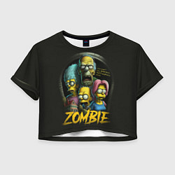 Футболка 3D укороченная женская Simpsons zombie, цвет: 3D-принт