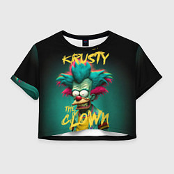 Футболка 3D укороченная женская Клоун Красти из Симпсонов, цвет: 3D-принт