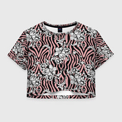 Футболка 3D укороченная женская Floral pattern - vanguard, цвет: 3D-принт