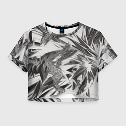 Футболка 3D укороченная женская Взрыв черно-белой звезды, цвет: 3D-принт