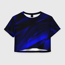 Футболка 3D укороченная женская Geometry blue stripes, цвет: 3D-принт