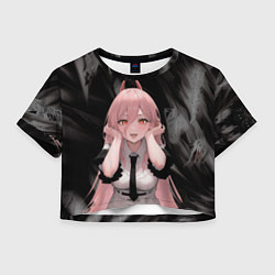 Футболка 3D укороченная женская Человек-Бензопила: Пауэр, цвет: 3D-принт