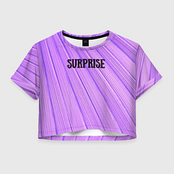 Футболка 3D укороченная женская Сиреневый сюрприз, цвет: 3D-принт