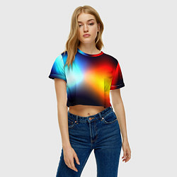 Футболка 3D укороченная женская Горячий красный градиент, цвет: 3D-принт — фото 2
